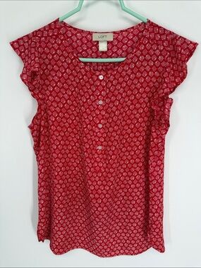 Loft Flutter Sleeve Blouse Size Medium